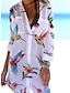 ieftine Rochii cu Imprimeu-Pentru femei Rochii Tip Cămașă Șal Îmbrăcăminte de plajă Rochie Mini Buzunar Imprimeu Modă Casual Floral Răsfrânt Lungime Manșon 3/4 Potrivire Largă În aer liber Zilnic Alb Galben 2023 Vară Primăvară