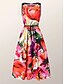cheap Party Dresses-Women&#039;s Elegant Retro Swing Dress Midi Dress Party Holiday Pocket Print Floral Boat Neck Sleeveless Regular Fit Spring Summer 2023 Red S M L XL