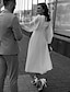 Недорогие Свадебные платья-Приемные маленькие белые платья простые свадебные платья трапециевидной формы с v-образным вырезом и длинными рукавами до щиколотки шифоновые свадебные платья однотонные 2024