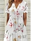 abordables Vestidos estampados-Mujer Vestido de encaje Floral Encaje Plisado Escote en Pico Vestido Midi Cita Manga Corta Verano Primavera