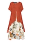 Χαμηλού Κόστους Plus Size Casual Φορέματα-Γυναικεία Μεγάλα Μεγέθη Καμπύλη Καθημερινό φόρεμα Φόρεμα ριχτό Ανοιξιάτικο φόρεμα Φλοράλ Μίντι φόρεμα Κοντομάνικο Στάμπα Σουρωτά Στρογγυλή Ψηλή Λαιμόκοψη Μοντέρνα Καθημερινά Κίτρινο Ανθισμένο Ροζ