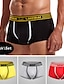 cheap Men&#039;s Boxers Underwear-Men&#039;s 2 Packs Boxers Underwear Polyester Breathable Soft Color Block Mid Waist Black White