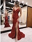 cheap Prom Dresses-Mermaid / Trumpet Prom Dresses Sparkle &amp; Shine Dress Formal Wedding Guest Sweep / Brush Train Sleeveless V Neck Sequined Backless with Sequin Slit 2024