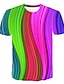 billiga Geometrisk-Herr Unisex Skjorta T-shirt T-shirts Grafisk Regnbåge 3D Rund hals Kläder Plusstorlekar Fest Ledigt Kortärmad Mönster Elegant och modernt