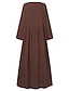 Χαμηλού Κόστους σχέδιο βαμβακερά &amp; λινά φορέματα-Γυναικεία Φόρεμα από βαμβακερό λινό Καθημερινό φόρεμα Μακρύ φόρεμα Λινό Μπόχο Καθημερινό Χειμερινό φόρεμα Καθημερινά Αργίες Στρογγυλή Ψηλή Λαιμόκοψη Κουρελού Μακρυμάνικο Καλοκαίρι Άνοιξη Φθινόπωρο
