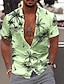 cheap Men&#039;s Plus Size Shirts-Men&#039;s Shirt Summer Hawaiian Shirt Graphic Shirt Aloha Shirt Coconut Tree Aloha Turndown Light Pink White Yellow Navy Blue Sky Blue Print Outdoor Street Short Sleeve Print Button-Down Clothing Apparel