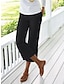 זול מכנסי פשתן מכותנה לנשים-בגדי ריקוד נשים מכנסי פשתן צ&#039;ינו דמוי פשתן כיסי צד בג&#039;י אורך עגל שחור