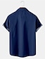 お買い得  プリントボウリングシャツ-男性用 シャツ ボタンアップシャツ カジュアルシャツ サマーシャツ ボーリングシャツ 縞柄 グラフィック 折襟 ブルー ストリート 日常 半袖 ポケット プリント 衣類 ファッション 1950年代風 カジュアル