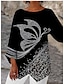 ieftine Bluze &amp; Cămăși Damă-Pentru femei Cămașă Bluză Șifon Grafic Fluture Imprimeu Asimetric Casual De Bază Manșon Lung Rotund Alb Primăvară Toamnă