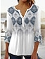 preiswerte Blusen und Hemden für Damen-Damen Hemd Bluse Blumen Taste Bedruckt Casual Wochenende Basic 3/4 Ärmel Rundhalsausschnitt Weiß