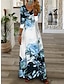 olcso Mintás ruhák-Női hétköznapi ruha A vonalú ruha Virágos Nyomtatott V-alakú Maxi hosszú ruha Napi Vakáció Háromnegyedes Nyár Tavasz