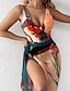 cheap One-pieces-Women&#039;s Swimwear One Piece Normal Swimsuit Open Back Printing Floral Yellow Green Bodysuit Bathing Suits Sports Beach Wear Summer