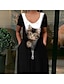 preiswerte Bedruckte Kleider-Damen Casual kleid Etuikleid Tier Katze Tasche Bedruckt V Ausschnitt Maxikleid Brautkleider schlicht Täglich Kurzarm Frühling Herbst