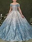 cheap Flower Girl Dresses-Ball Gown Sweep / Brush Train Flower Girl Dress Pageant &amp; Performance Frozen Elsa Juniors Cute Prom Dress Sequined with Bow(s) Sparkle &amp; Shine Ombre Fit 3-16 Years