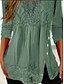 cheap Blouses-Women&#039;s Shirt Blouse Pink Dark Green Gray Plain Lace Long Sleeve Casual Basic Square Neck Regular S
