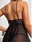 ieftine rochii de noapte de bază-Pentru femei Rochie cu Bretele Dantelă Rochie Mini Sexy Confortabil Dantelă Plasă Mată Cu Bretele Casă Cameră de relaxare Negru Alb 2023 Vară Primăvară S M L
