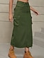 cheap Midi Skirts-Women&#039;s Cargo Skirt Long Denim Black khaki Army Green Skirts Pocket Long Fashion Summer Casual Daily S M L