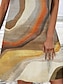 abordables Robes à motifs-Femme Robe casual Robe t-shirt Robe Droite Bloc de couleur Impression de marbre Imprimer Col V Mini robe du quotidien Vacances Manche Courte Eté Printemps