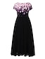 cheap Midi Dresses-Women&#039;s Casual Dress Lace Dress Sheath Dress Midi Dress Black Blue Purple Short Sleeve Floral Ruched Fall Spring Summer V Neck Stylish Vacation Weekend 2023 S M L XL XXL 3XL 4XL 5XL