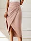cheap Midi Skirts-Women&#039;s Skirt Work Skirts Midi Apricot Black Pink Skirts Spring &amp; Summer Ruched Irregular Hem Elegant Office / Career Daily S M L