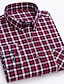 cheap Dress Shirts-Men&#039;s Plaid / Striped / Chevron / Round Office &amp; Career Daily Wear Dark Red Wine Red Dark Navy Long Sleeve Shirt Collar All Seasons Clothing Apparel Cross