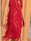 cheap Party Dresses-Women&#039;s Sequins Tassel Fringe Black Dress Midi Dress Elegant Plain Spaghetti Strap Sleeveless Party Summer Spring Black Red