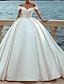 Χαμηλού Κόστους Νυφικά Φορέματα-Αρραβώνας Επίσημο Φορεματα για γαμο Βραδινή τουαλέτα Ώμοι Έξω Ιμάντες Ουρά μέτριου μήκους Σατέν Νυφικά φορέματα Με Πιασίματα Μονόχρωμη 2024