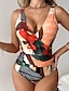 cheap One-pieces-Women&#039;s Swimwear One Piece Normal Swimsuit Open Back Printing Floral Yellow Green Bodysuit Bathing Suits Sports Beach Wear Summer