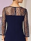 cheap Mother of the Bride Dresses-A-Line Mother of the Bride Dress Formal Wedding Guest Elegant Scoop Neck Knee Length Lace 3/4 Length Sleeve with Sequin 2024