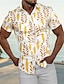 billiga herrskjorta med knäppning-Herr Skjorta Hawaii skjorta Knapp upp skjorta Sommarskjorta Casual skjorta Gul Grön Kort ärm Grafisk Löv Nedvikt Gata Semester Button-Down Kläder Ledigt Modernt Modernt Hawaiisk