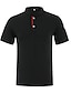 billige Casual T-shirts til mænd-Herre Henley-skjorte Tal Stående krave Afslappet Daglig Kort Ærme Knap Tøj Gade Stilfuld Moderne