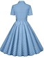 Χαμηλού Κόστους Πάρτι Φορέματα-Γυναικεία Ρετρό Βασικό Vintage Φόρεμα Μίντι φόρεμα ΕΞΩΤΕΡΙΚΟΥ ΧΩΡΟΥ Καθημερινά Σουρωτά Κουμπί Πουά Όρθιος Γιακάς Κοντομάνικο Κανονικό Καλοκαίρι Άνοιξη 2023 Μαύρο Ρουμπίνι Τ M L XL