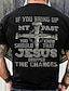 cheap Men&#039;s Graphic T Shirt-Easter Mens Graphic Shirt If You Bring Up My Past Should Know That Jesus Dropped The Charges 3D | Red Cotton Letter Wine Black White Tee Blend Cross T-Shirt Birthday