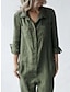 cheap Casual Jumpsuits-Women&#039;s Jumpsuit Button Pocket Solid Color Shirt Collar Basic Street Daily Regular Fit Long Sleeve Pink Green S M L Summer