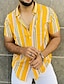Χαμηλού Κόστους ανδρικό πουκάμισο με κουμπιά-Ανδρικά Πουκάμισο Πουκάμισο με κουμπιά Καλοκαιρινό πουκάμισο Casual πουκάμισο Κίτρινο Κοντομάνικο Ριγέ Απορρίπτω Καθημερινά Διακοπές Στάμπα Ρούχα Μοντέρνα Καθημερινό Άνετο
