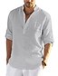 cheap Cotton Linen Shirt-Men&#039;s Linen Shirt Shirt Summer Shirt Beach Shirt Collar Spring &amp; Summer Long Sleeve Black White Green Plain Daily Hawaiian Clothing Apparel
