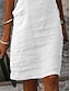 olcso design pamut és len ruhák-Női Fehér ruha hétköznapi ruha Pamut vászon ruha Midi ruha Kontrasztos csipke Csipke Napi Vakáció V-alakú Rövid ujjú Nyár Tavasz Fehér Sima