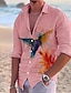 olcso Férfi hawaii ing-Férfi Nyári póló Stranding Fehér Arcpír rózsaszín Medence Hosszú ujj Madár Térfogatcsökkenés Tavaszi nyár Hétköznapi Napi Ruházat