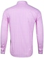 baratos camisa de botão masculina-Homens Camisa Social camisa de botão Camisa casual Café Claro Preto Rosa Vermelho Azul Manga Longa Xadrez Lapela Rua Férias Imprimir Roupa Moda Lazer Havaiana