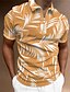 cheap Zip Polo-Men&#039;s Polo Shirt Zip Polo Golf Shirt Graphic Prints Leaves Turndown White Orange Outdoor Street Short Sleeves Zipper Print Clothing Apparel Fashion Designer Casual Breathable