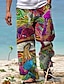 Недорогие Брюки с принтом-Муж. Штаны Летние штаны Пляжные штаны Кулиска Эластичная талия 3D печать Графические принты Гриб Комфорт Повседневные Праздники Смесь хлопка Уличный стиль Гавайский Красный Лиловый