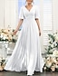 cheap Bridesmaid Dresses-A-Line Bridesmaid Dress V Neck Short Sleeve Elegant Floor Length Chiffon with Split Front / Ruching 2023