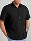 cheap Men&#039;s Plus Size Casual Shirts-Men&#039;s Shirt Button Up Shirt Plain Turndown Black Plus Size Outdoor Vacation Short Sleeve Clothing Apparel Modern Style Solid Retro Vintage