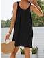 tanie proste sukienki-Damskie sukienka plażowa Odzież plażowa Sukienka mini Z marszczeniami Moda Codzienny Równina Cienkie ramiączka Bez rękawów Luźna Codzienny Urlop Czarny Biały 2023 Lato Wiosna S M L XL