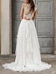 cheap Wedding Dresses-Boho Wedding Dresses Two Piece Scoop Neck Sleeveless Court Train Chiffon Bridal Suits Bridal Gowns With Appliques Solid Color 2024