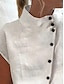 billige Basistopper for damer-Dame Skjorte Bluse Turtleneck skjorte عادي Knapp Avslappet Elegant Mote Grunnleggende Kortermet Opprett krage Hvit