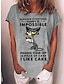 tanie T-shirty damskie-Damskie Podkoszulek Kot Litera Tekst Nadruk Codzienny Weekend Podstawowy Krótki rękaw Okrągły dekolt Biały