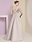 cheap Mother of the Bride Dresses-A-Line Mother of the Bride Dress Formal Elegant Scoop Neck Floor Length Satin Lace Half Sleeve with Appliques 2024