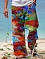 tanie Męskie spodnie na co dzień z nadrukiem-Męskie Spodnie Letnie spodnie Spodnie plażowe Ściągana na sznurek Elastyczny pas Druk 3D Wzory graficzne Rybki Ocean Komfort Codzienny Święto Mieszanka bawełny Moda miejska Hawajskie Czerwony