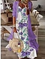 cheap Print Dress Sets-Women&#039;s Two Piece Dress Set Print Dress Daily Vacation Casual Print Maxi Dress V Neck 3/4 Length Sleeve Floral Loose Fit White Purple Green Summer Spring S M L XL XXL